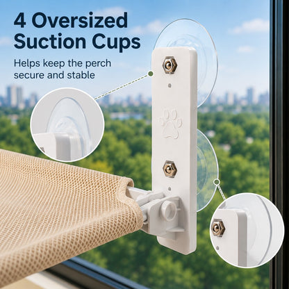 Ortekor Foldable Cat Window Hammock for Apartments - No-Drill Suction Perch for Sunny Naps Without Taking Up Floor Space
