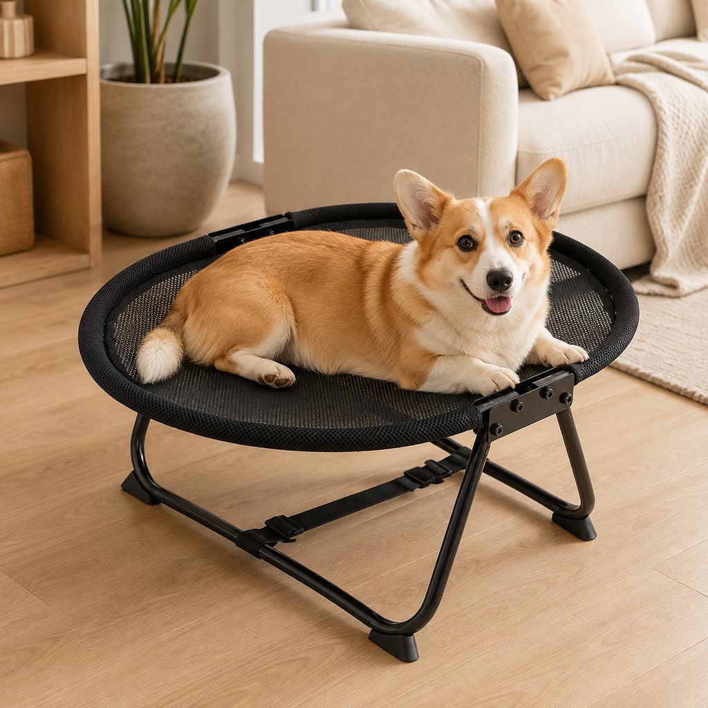Ortekor Foldable Elevated Pet Cot for Cats & Small Dogs – Breathable Raised Bed for Home, Travel & Off-Floor Comfort
