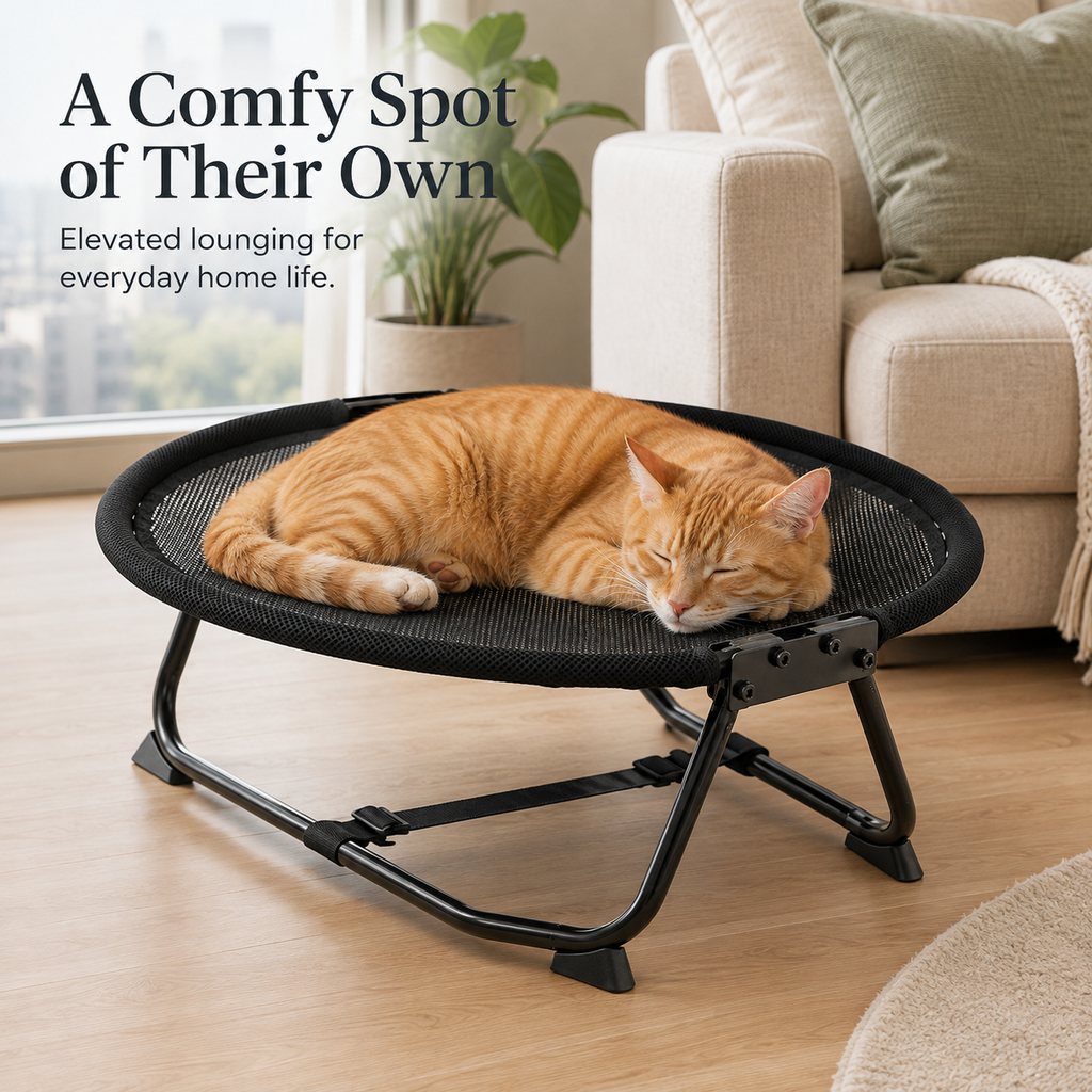 Ortekor Foldable Elevated Pet Cot for Cats & Small Dogs – Breathable Raised Bed for Home, Travel & Off-Floor Comfort