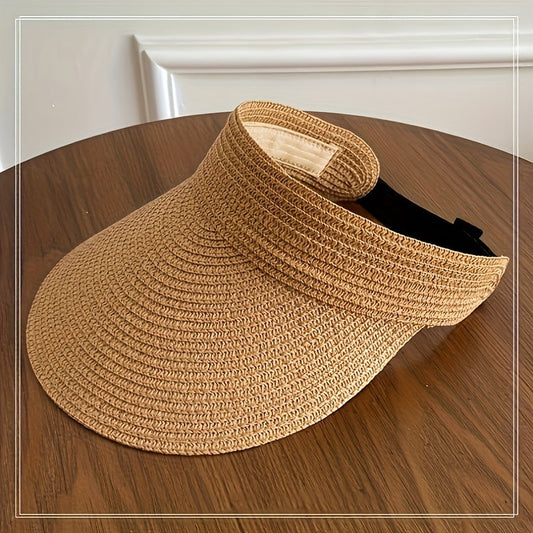 Sombrero de playa plegable de paja para mujer con ajuste regulable y ala extra ancha | Accesorio de verano ideal para viajes | Para piscina, vacaciones, jardín y festivales