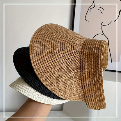 Women's Collapsible Summer Hat | Wide-Brim UVA/UVB Shield Packable Straw Beach Hat for Vacation Travel | Breathable Adjustable Fit