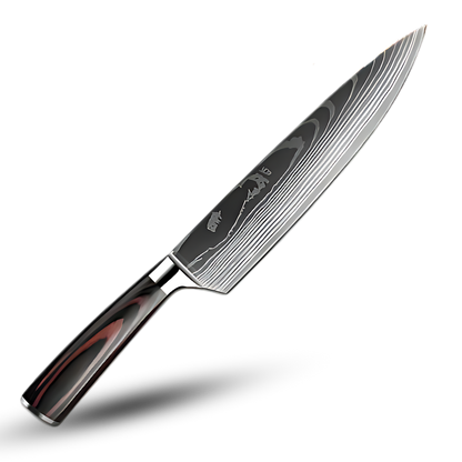 Professional Damascus Steel Kitchen Knife Set with Laminated Wood Handles – 10-Piece Culinary Collection