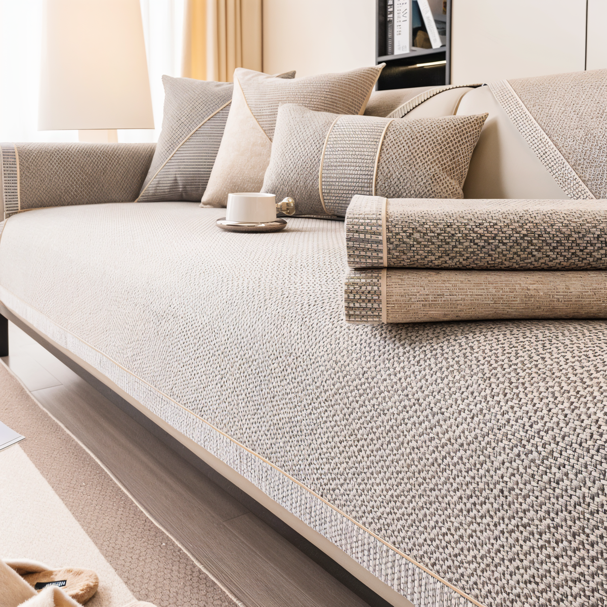Furniture Throw for Couch & Sectional – Non-Slip Backing, Air-Permeable Weave, Multiple Sizes for 2-Seater & Corner Layouts