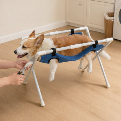 Ortekor Freestanding Foldable Pet Grooming Hammock Stand for Easier At-Home Nail Trimming – Dogs & Cats