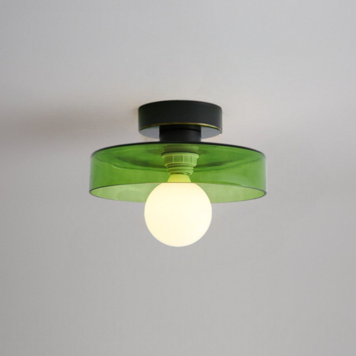 Geometric Glass Flush Mount Ceiling Light – Art Deco Style Fixture for Bedroom, Dining Room & Hallway – G9 LED Compatible – 9.5 in Diameter