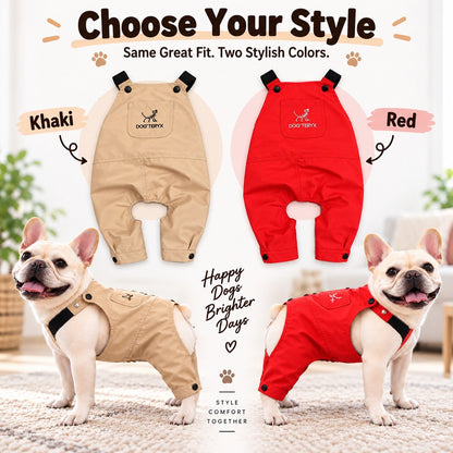Ortekor French Bulldog Overalls Jumpsuit with Adjustable Straps – Comfortable Everyday Dog Outfit for Walks, Travel & Outdoor Adventures