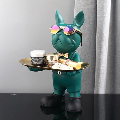 Decorative Canine Figurine in Butler Pose Resin Sculpture for Living Room Entryway Home Accent Pet Lover Gift Frenchie Dog Display Piece