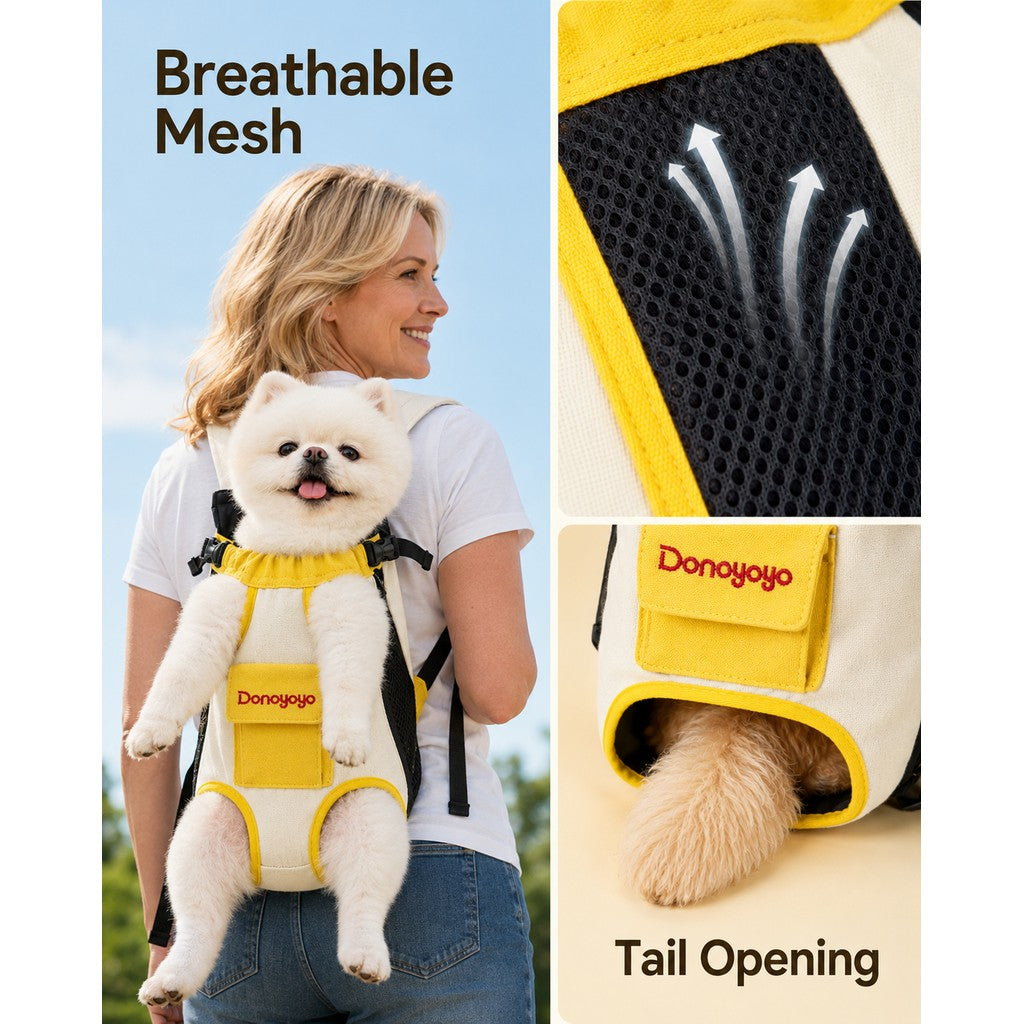 Ortekor Front-Facing Pet Carrier Backpack for Cats & Small Dogs, Hands-Free Travel Carrier With Breathable Mesh, Adjustable Neck Opening & Front Pocket