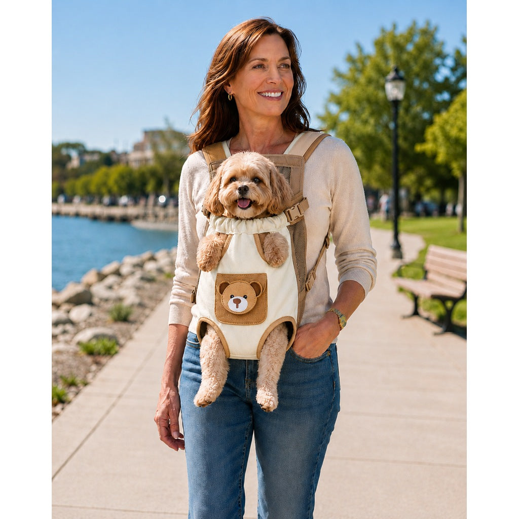 Ortekor Front-Facing Pet Carrier Backpack for Cats & Small Dogs, Hands-Free Travel Carrier With Breathable Mesh, Adjustable Neck Opening & Front Pocket