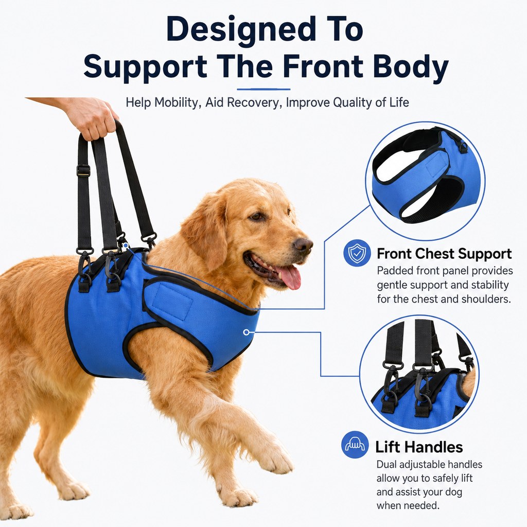Ortekor Front Leg Support Harness for Senior Dogs – Mobility Lift Aid for Walking, Stairs & Car Rides