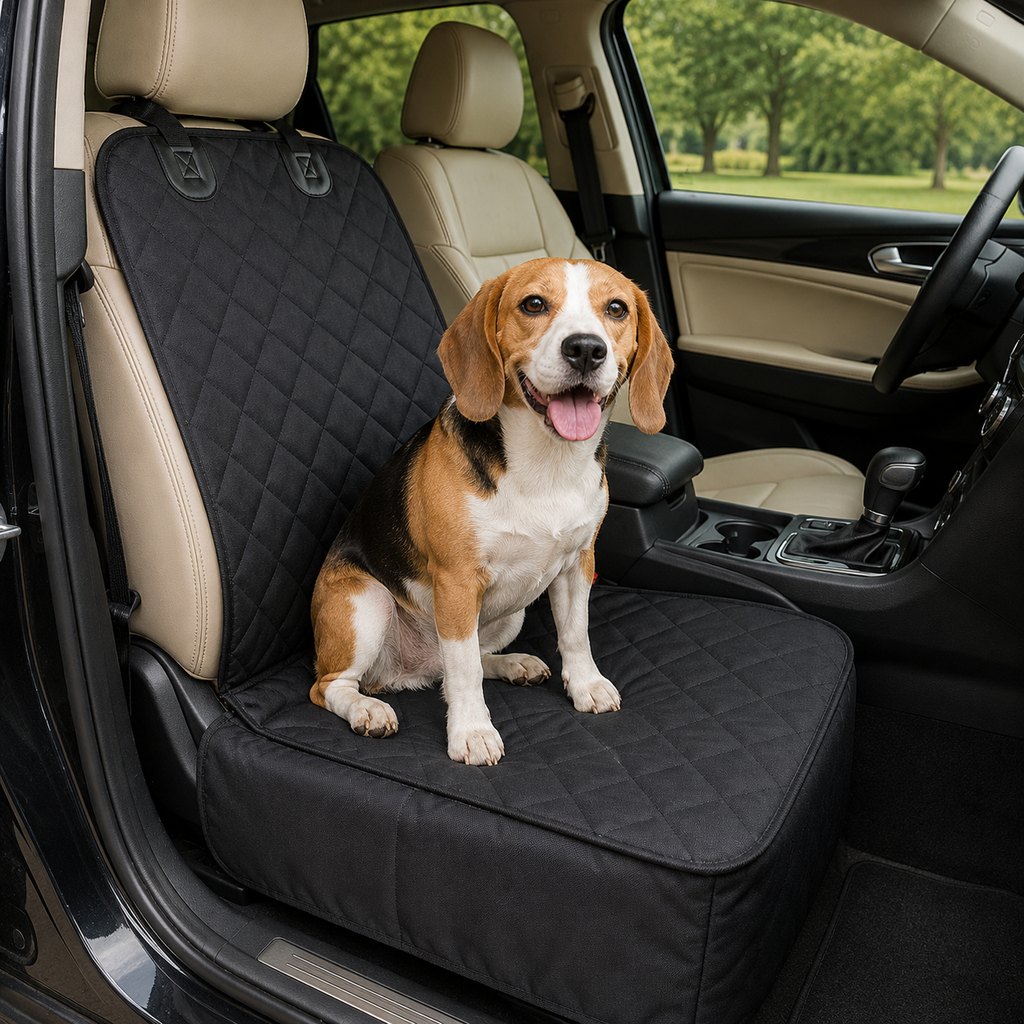 Ortekor Front Seat Pet Car Seat Cover with Seat Belt Tether - Passenger Seat Protector