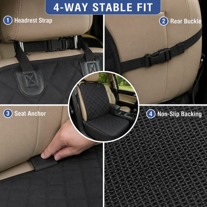 Ortekor Front Seat Pet Car Seat Cover with Seat Belt Tether - Passenger Seat Protector