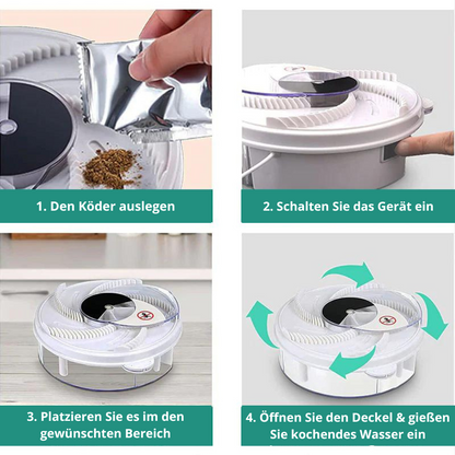 Automatic Rotating Fly Trap for Indoor & Outdoor Use – Silent Electric Insect Catcher with 5 Bait Stations