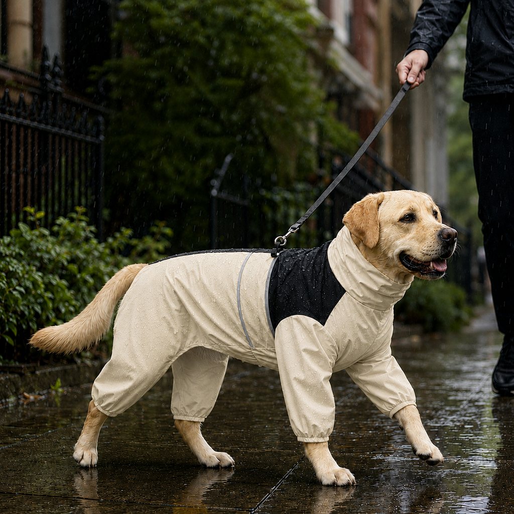 Ortekor Full-Body Waterproof Dog Rain Suit for Muddy Walks - Keeps Belly & Legs Cleaner