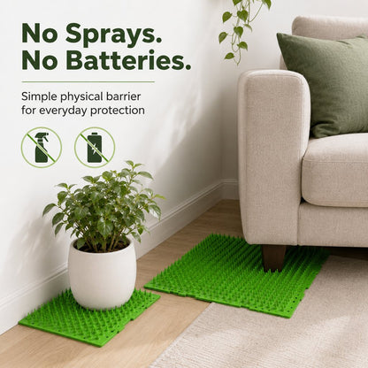 Ortekor 2-Pack Green Cut-to-Fit Cat Deterrent Mat for Sofas, Plants & Balconies - Helps Protect Furniture from Scratching, Digging & Curious Paws