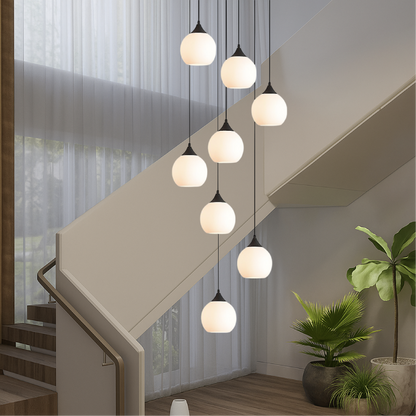 Spiral Stairway Crystal Chandelier LED Multi-Story Foyer Ceiling Light Height-Adjustable Modern Entryway Hanging Fixture for Grand Staircase