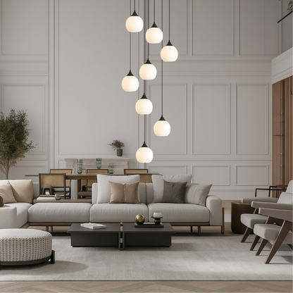 Spiral Stairway Crystal Chandelier LED Multi-Story Foyer Ceiling Light Height-Adjustable Modern Entryway Hanging Fixture for Grand Staircase