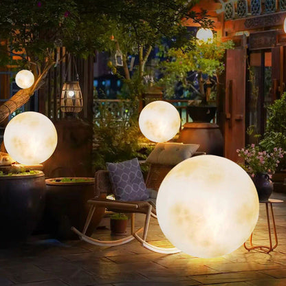 Solar Outdoor Moon Globe Light Sphere Garden Pathway Decoration Waterproof LED Resin Yard Patio Balcony Ambient Lighting