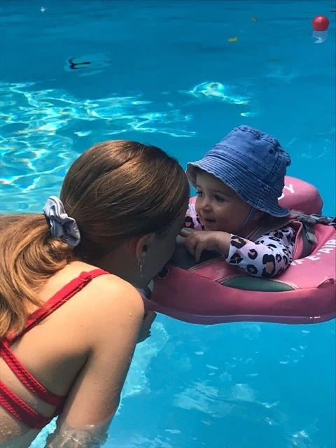 Inflatable Baby Float Ring with Sun Canopy UPF 50+ for Pool Beach Swimming Toddler Infant Water Safety Seat