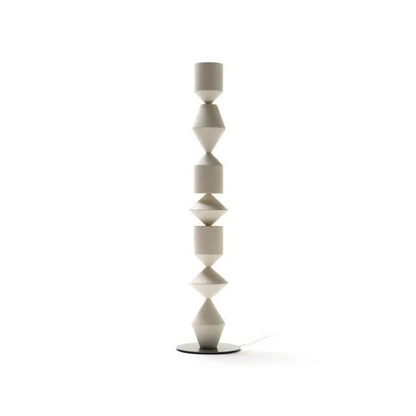 Tall Iron Geometric Standing Lamp 60 in Walnut Black White for Living Room Bedroom Ambient Light Modern Minimalist Decor