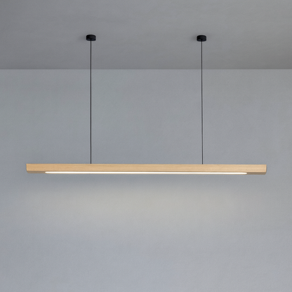 Linear Wood LED Pendant Light for Kitchen Island & Dining – Scandinavian Modern Hanging Fixture in Pine or Walnut