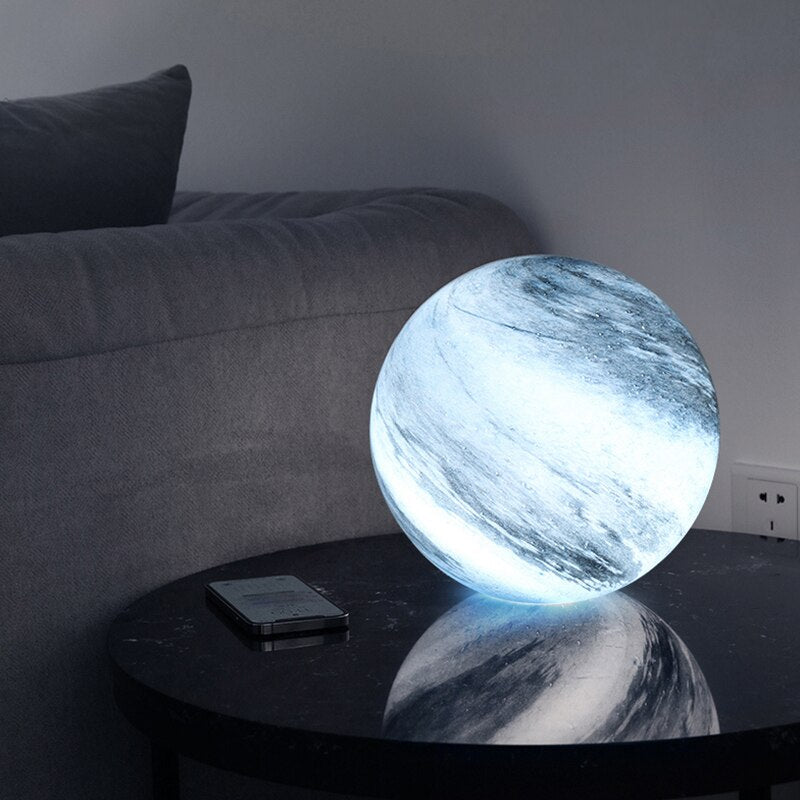 USB Moon Sphere Accent Light 6-Inch Glass Orb 16-Color LED Bedside Nightlight for Bedroom Desk Shelf Ambient Glow Decor Touch Control Rechar