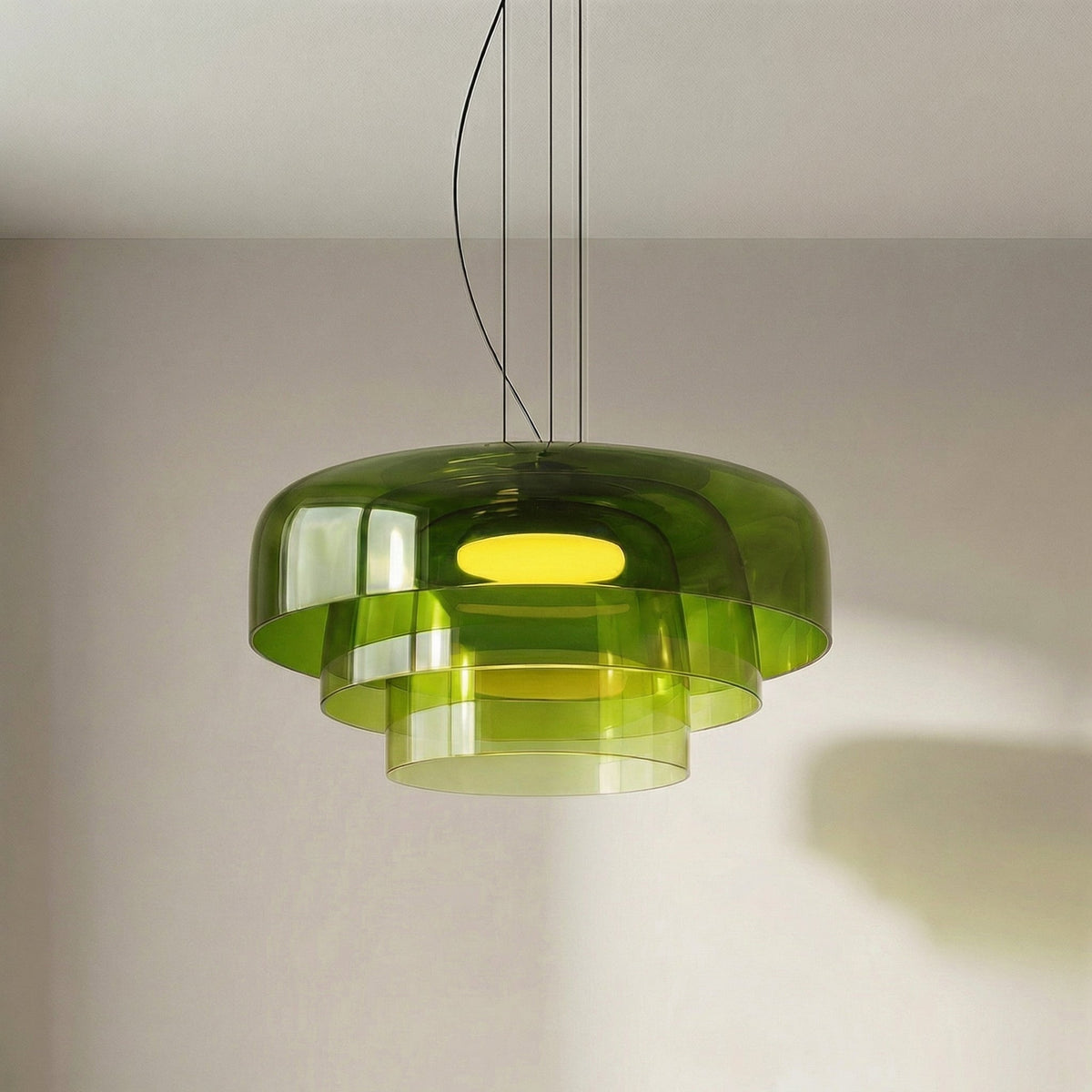 Hand-Blown Glass Pendant Light Fixture – 17 in Sculptural Dome Shade with Adjustable Cord for Kitchen Island, Dining Room, Entryway – Warm