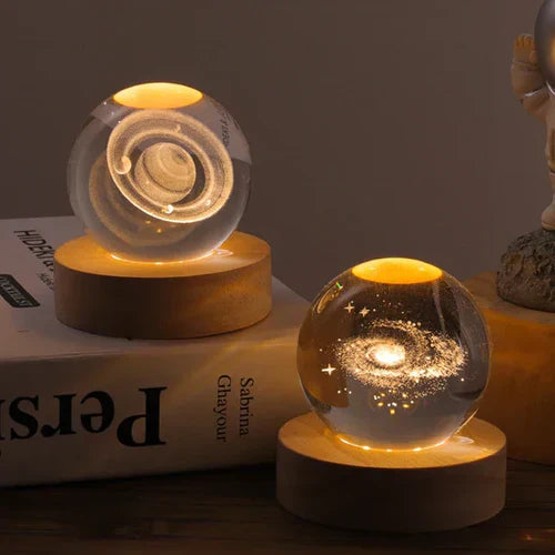 Ortekor CelestialGlow | LED Night Light Sphere with 3D Space Engravings | Enchanting Glow for Magical Ambiance