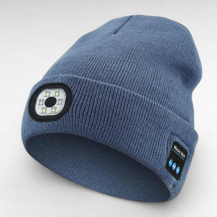 Rechargeable Bluetooth Beanie with Built-In LED Headlamp – Wireless Music Hat for Running, Hiking & Winter Outdoors