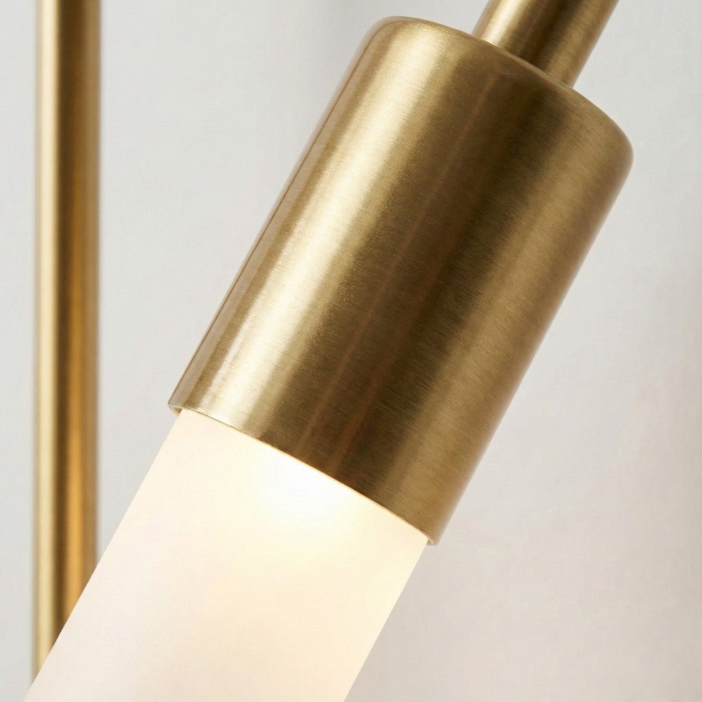 Vertical Brass Wall Light Dual Cylinder Sconce Frosted Shade Mid-Century for Bedroom Hallway Vanity Accent Lighting Contemporary Metal
