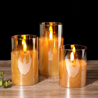 Flameless LED Pillar Candles with Remote Control & Timer – 3-Piece Set, Realistic Flickering Flame Effect for Living Room, Bedroom, Dining