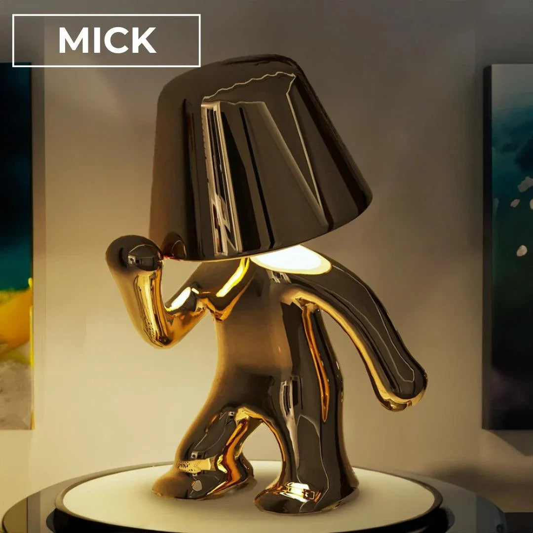 Rechargeable Figurine LED Lamp Gold 7.6 Inch Cordless Touch Control Nightstand Light 2700K Warm Glow Sculptural Accent for Bedroom Office Ho