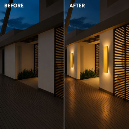 Outdoor Aluminum LED Wall Sconce Gold Finish IP65 Weatherproof Hardwired for Patio Porch Entryway 6W 18W 24W Options 2700K 6500K Lighting