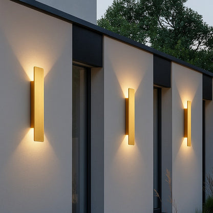 Outdoor LED Sconce in Gold Aluminum for Patio Entrance Garden Porch | Weather-Resistant Modern Fixture