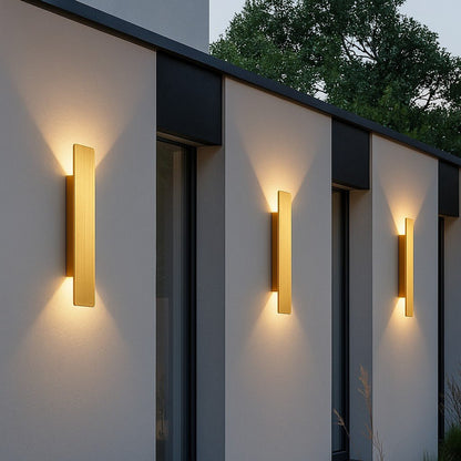 Outdoor Aluminum LED Wall Sconce Gold Finish IP65 Weatherproof Hardwired for Patio Porch Entryway 6W 18W 24W Options 2700K 6500K Lighting