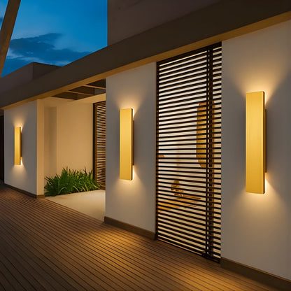 Outdoor Aluminum LED Wall Sconce Gold Finish IP65 Weatherproof Hardwired for Patio Porch Entryway 6W 18W 24W Options 2700K 6500K Lighting