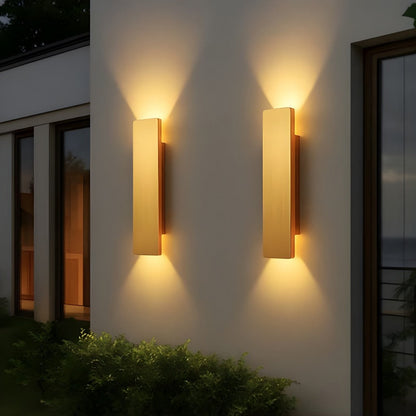 Outdoor LED Sconce in Gold Aluminum for Patio Entrance Garden Porch | Weather-Resistant Modern Fixture