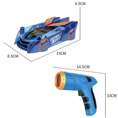 Coche RC que trepa por las paredes con control remoto láser: coche de acrobacias antigravedad para superficies lisas, luces LED, giros de 360°, para mayores de 3 años