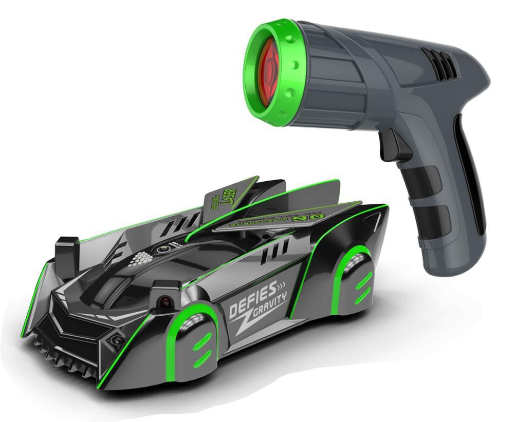 Coche RC que trepa por las paredes con control remoto láser: coche de acrobacias antigravedad para superficies lisas, luces LED, giros de 360°, para mayores de 3 años