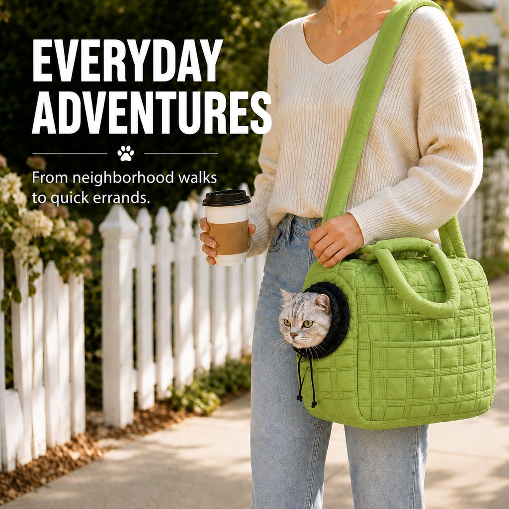 Ortekor Quilted Pet Carrier Tote for Cats & Small Dogs – Easy Hand & Shoulder Carry for Walks, Errands & Everyday Outings