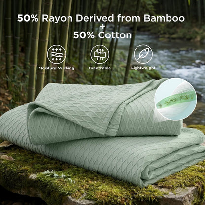 Confort acogedor | Manta de rayón de bambú refrescante para personas calurosas | Manta de verano ligera y transpirable para cama y sofá