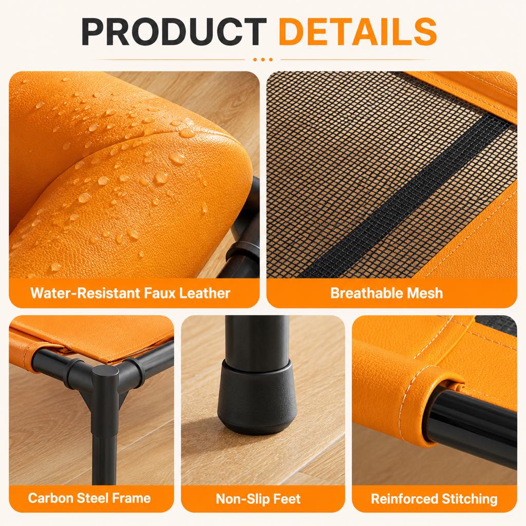 Ortekor French Bulldog Elevated Dog Cot for All-Season Indoor Naps - Breathable Raised Pet Bed with Soft Bolsters for Cooler Rest & Easy Cleaning