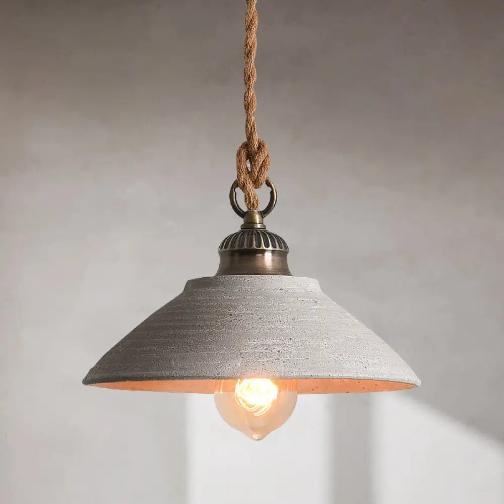Concrete Pendant Light Fixture Gray Industrial Ceiling Lamp E26 Base Minimalist Hanging Shade for Kitchen Island Dining Room Living Room