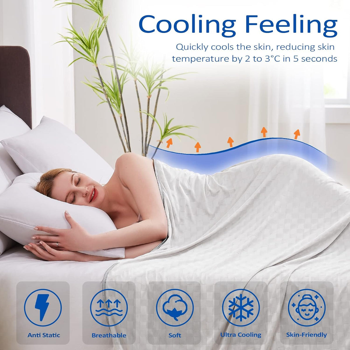 ChillEase | Manta refrescante con tecnología Arc-Chill para quienes pasan calor al dormir | Suave y transpirable para un confort durante todo el año