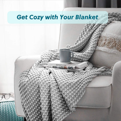 Cozy Haven | Manta de nido de abeja refrescante para cama queen, de algodón y bambú ligero | Manta de verano suave para personas calurosas