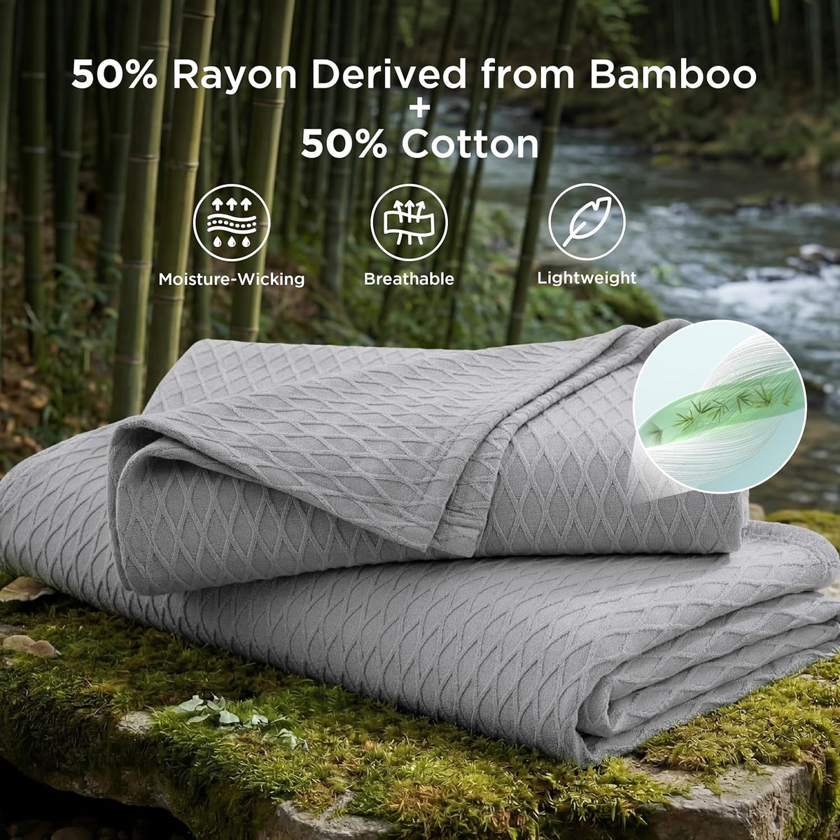 Confort acogedor | Manta de rayón de bambú refrescante para personas calurosas | Manta de verano ligera y transpirable para cama y sofá