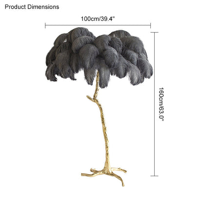 Tropical Feather Standing Lamp 63 in Tall Palm Tree Style Ambient Floor Light for Bedroom Living Room Decorative Accent Lighting