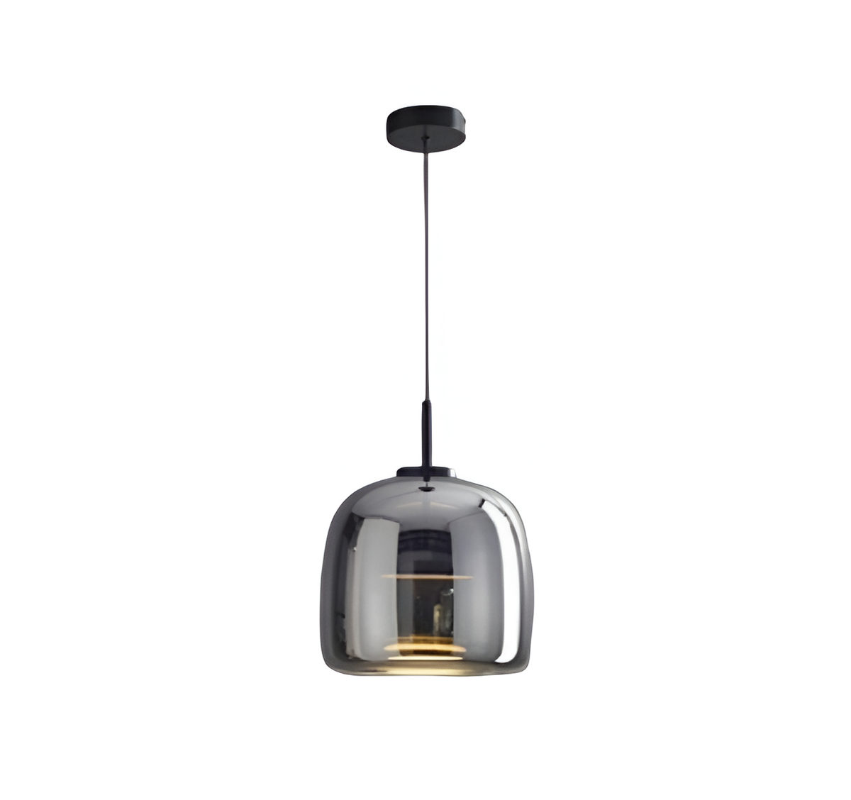 Triple Glass Dome Ceiling Light 15 in Adjustable Height for Kitchen Island Dining Room Modern Hanging Fixture Gray Smoked Finish