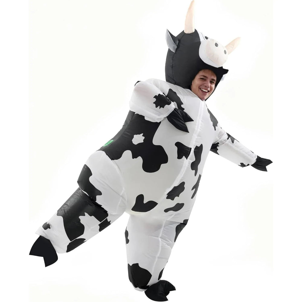 Disfraz de vaca inflable para adultos con diseño llamativo | Atuendo divertido para Halloween y fiestas