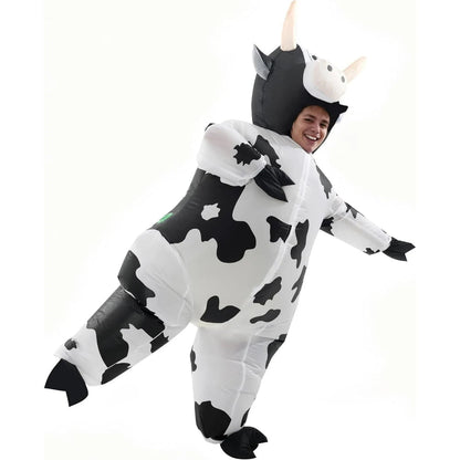 Disfraz de vaca inflable para adultos con diseño llamativo | Atuendo divertido para Halloween y fiestas